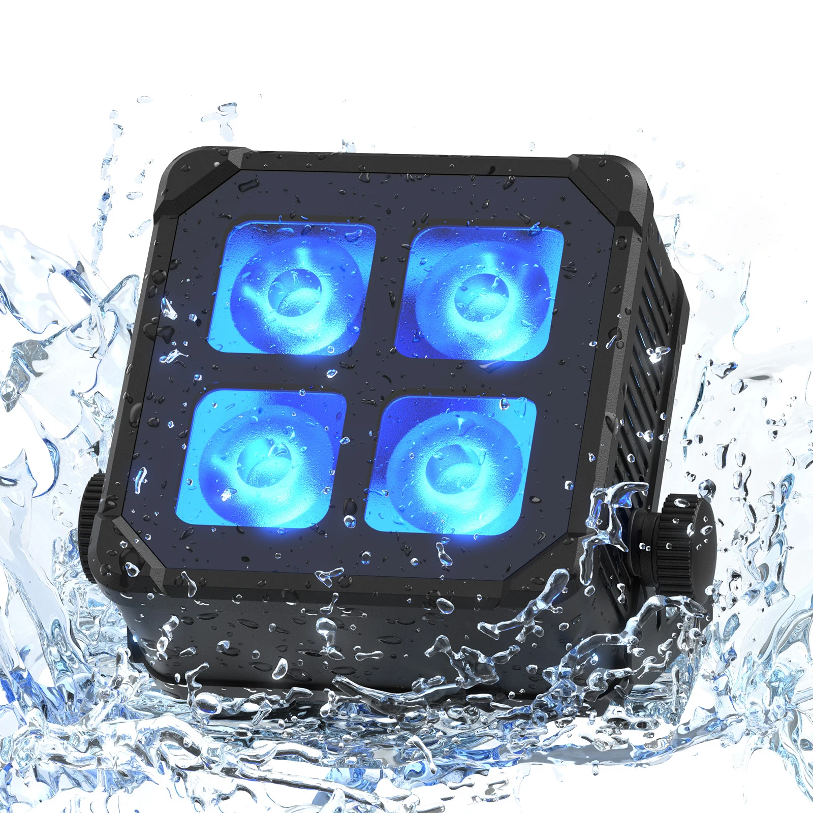 U'King 4 Stück 40W IP65 Wasserdichtes LED-Par-Licht DMX512 4x10W RGBWA+UV Wiederaufladbar mit eingebautem Akku Quadratisches Par-Licht für DJ-Party-Bühnenlicht
