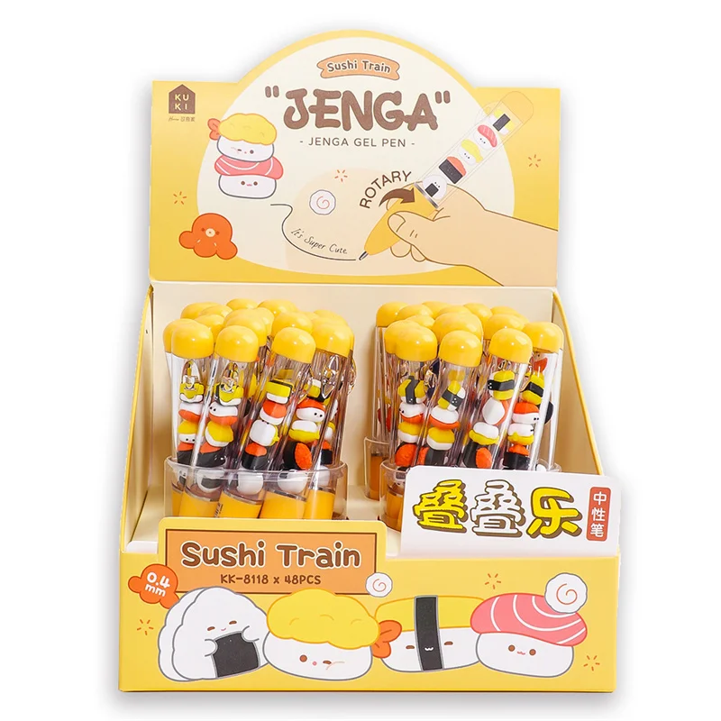 24pcs/lot Creative Sushi Gel Pen Cute 0.5mm Black Ink Signature Pens Stationery Gift School Writing Supplies