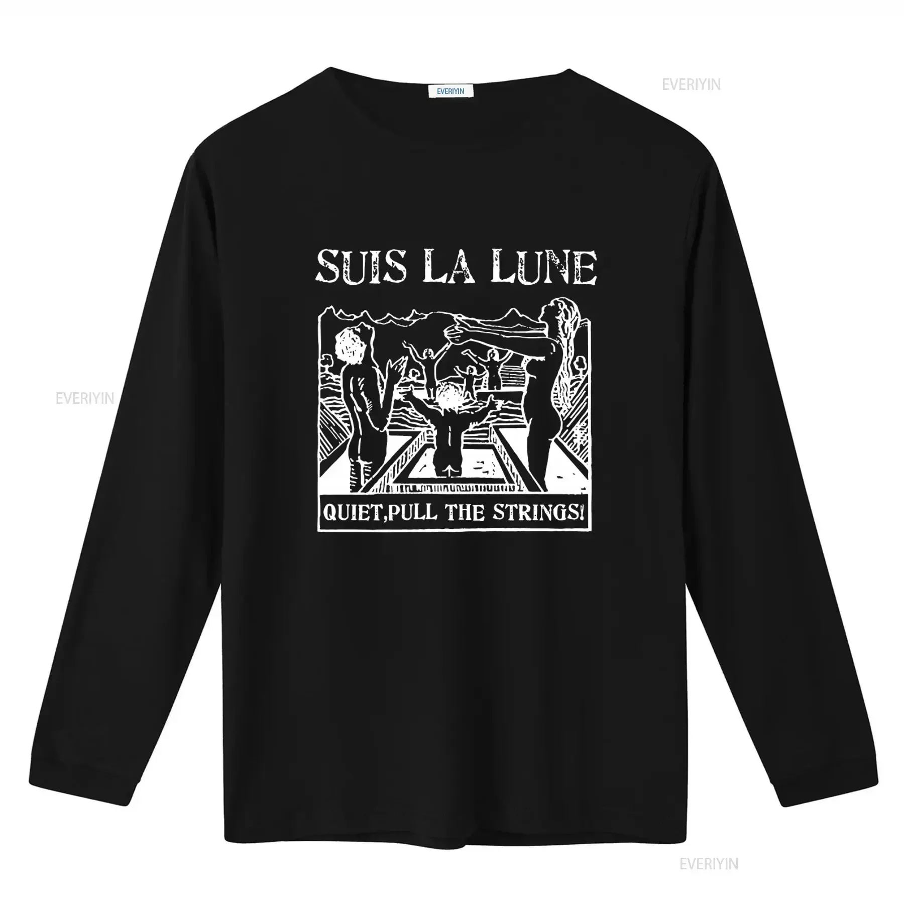 Suis La Lune Print T Shirt Quiet Pull The Strings Design Unique Artistic Style Perfect for Trendy Fashion Lovers vintage