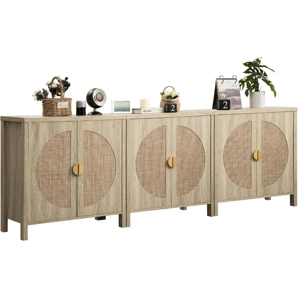 

Accent Sideboard Storage Cabinet with Adjustable Shelves, Boho Credenza Console Table for Dining Room, Living Room, Entryway