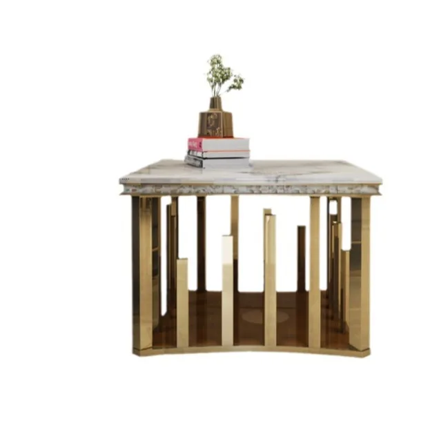 

LMM stainless steel simple European marble living room tempered glass living room coffee table