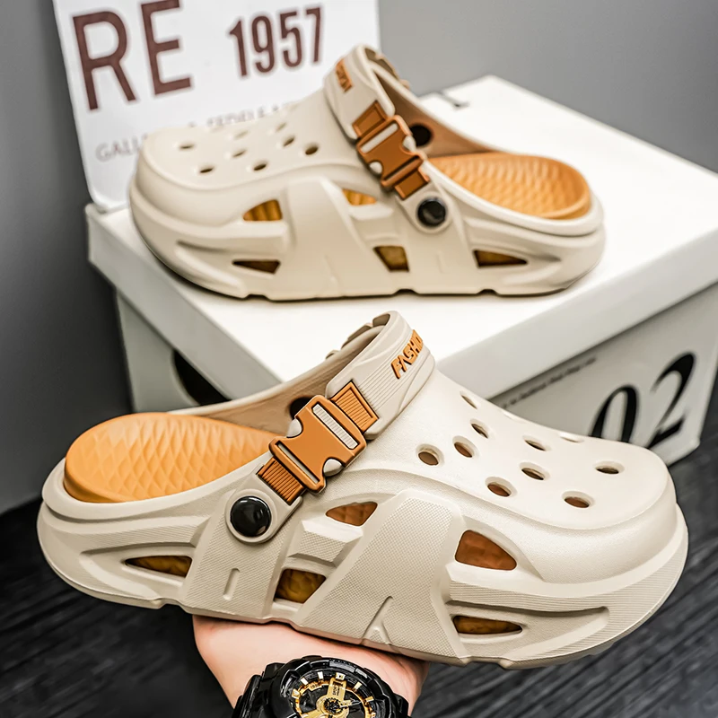 

Men's Summer Outdoor Non-Slip, Anti-Odor, Thick-Soled Dual-Purpose Beach Toe-Toe Sandals and Slippers