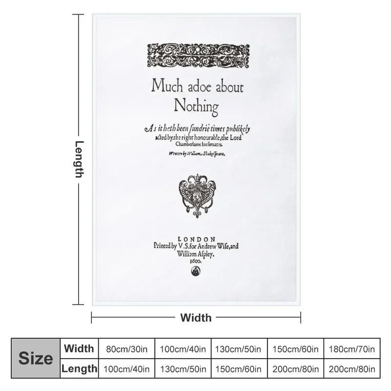 Shakespeare Much Ado About Nothing Frontpiece, Version noire simple, Jeté de couverture, Tissu Glutnel pour couvertures d'hiver, Nouveau