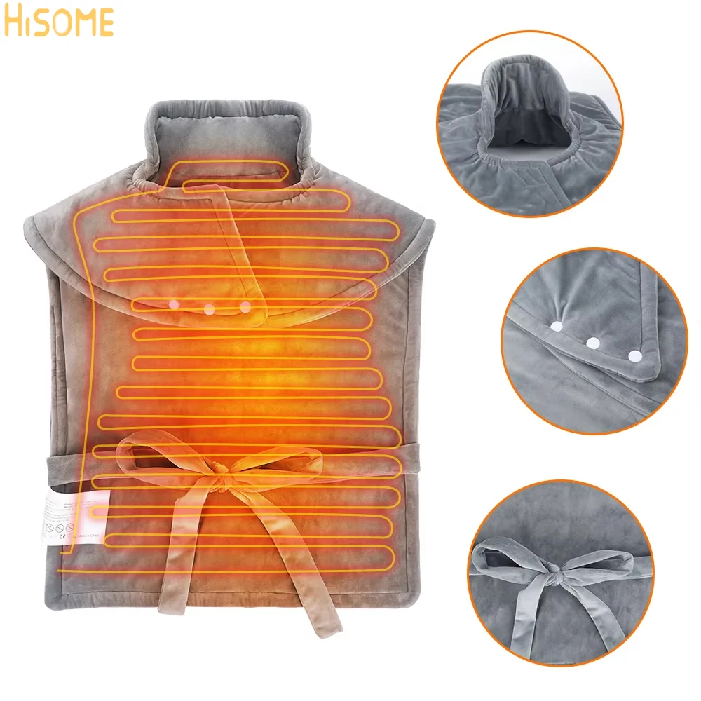 

3 Level Hot Compress Electric Heated Shawl Back Pain Relief Neck Shoulders Heat Pad Winter Heating Shawl Keep Warming Home Offic