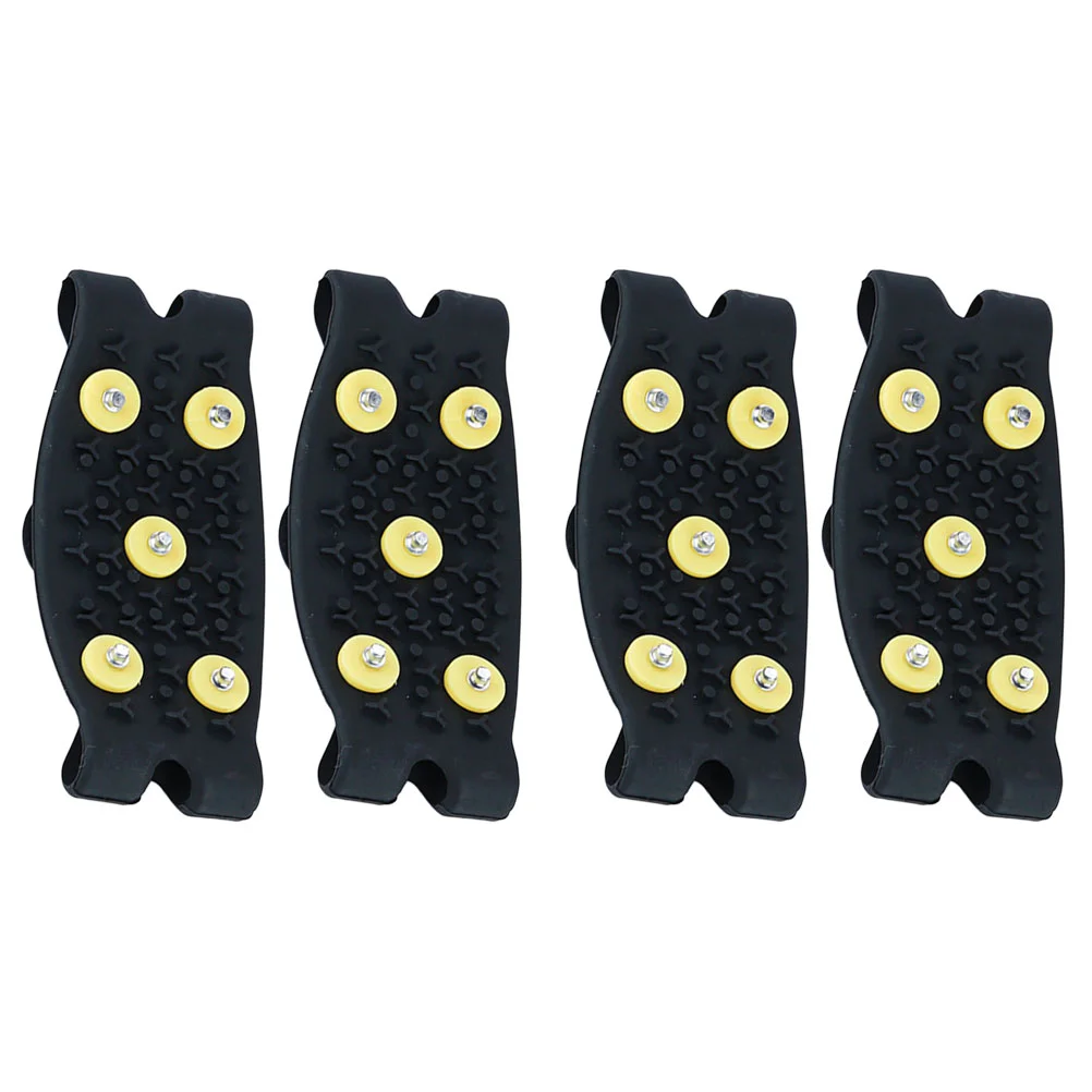 

2 Pairs Non-slip Shoe Covers Black Boots Climbing Ice Grippers Clip Spikes for Shoes Crampons Tpe Mountaineering Kids Child