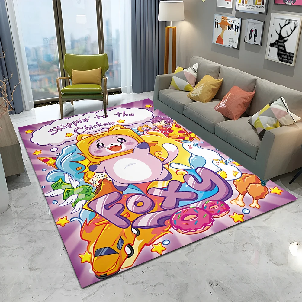 

Happy Foxy Boxy and Rocky Lankybox Carpet Rug for Home Living Room Bedroom Sofa Doormat Decor,kids Area Rug Non-slip Floor Mat