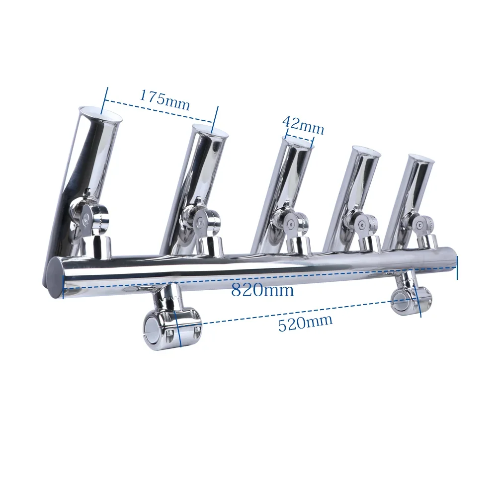 Marine hardware supplier Boat Accessories 316 Stainless steel adjustable boat fishing 5 rod holders