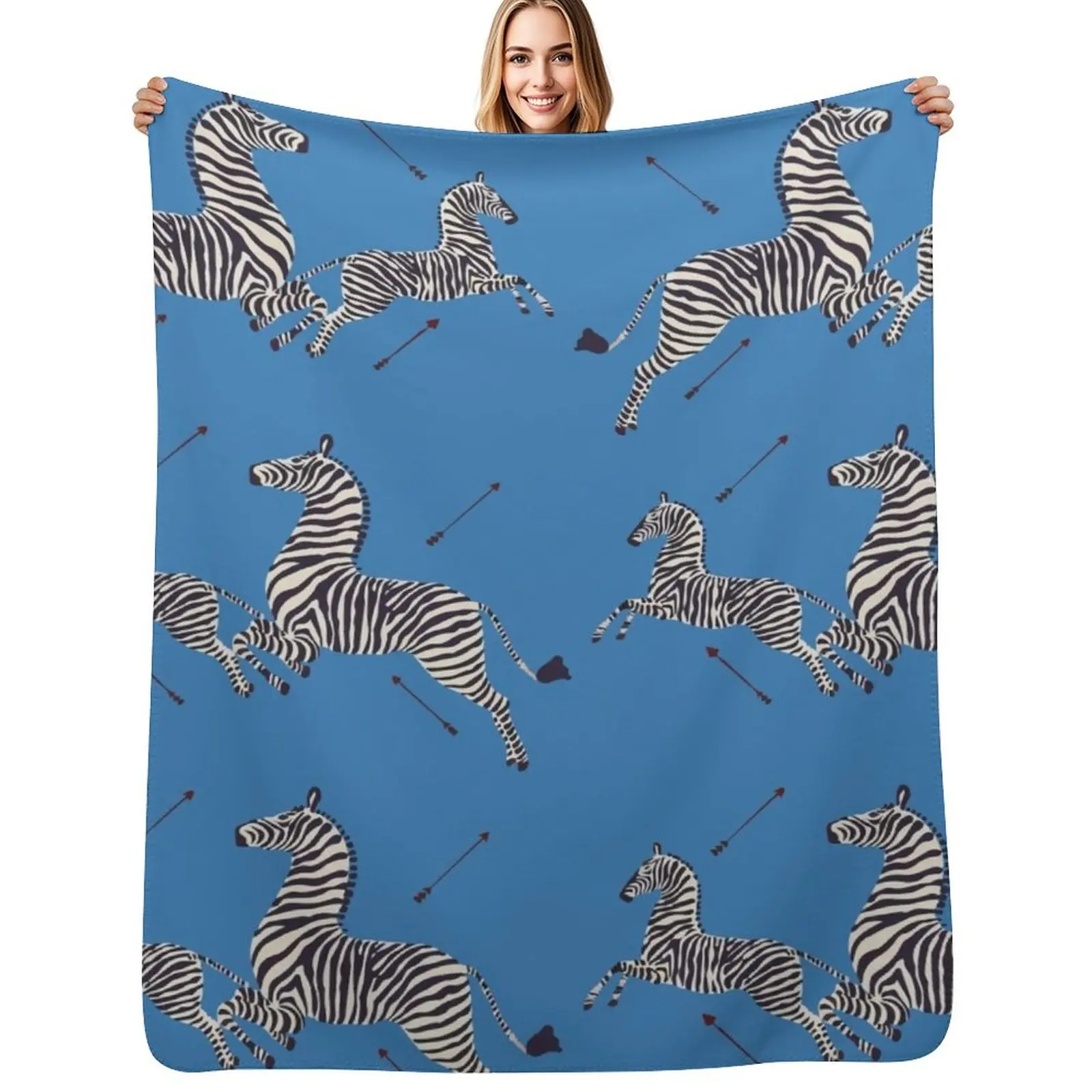 

Scalamandr Zebra (blue) / The Royal Tenenbaums Throw Blanket Cozy Warm Blanket for Bed Room Decor