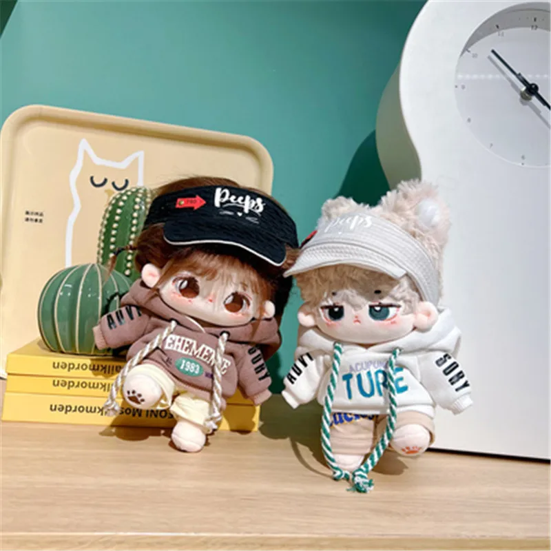 New 20cm Doll Clothes With Cool Adjustable Hat Plush Sweater  White Camel Colors 20CM Plush Stuffed Doll Clothes Accessories