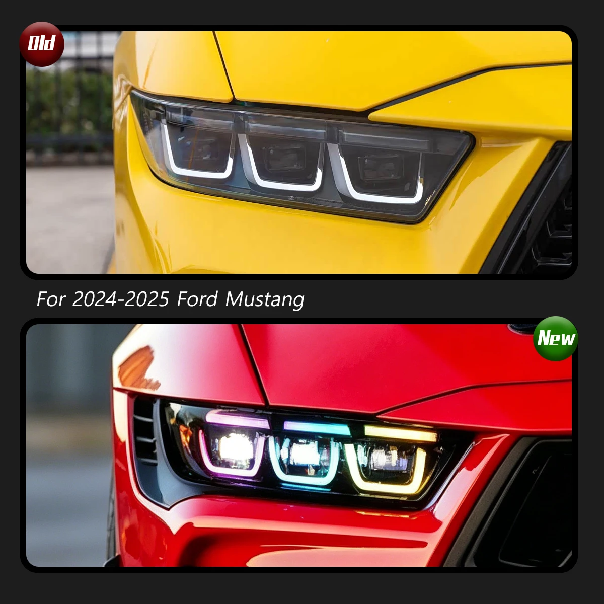 For Ford Mustang 2024-2025 LED Headlights Assembly RGB Start-up Animation Sequential Turn Signal DRL Plug & Play