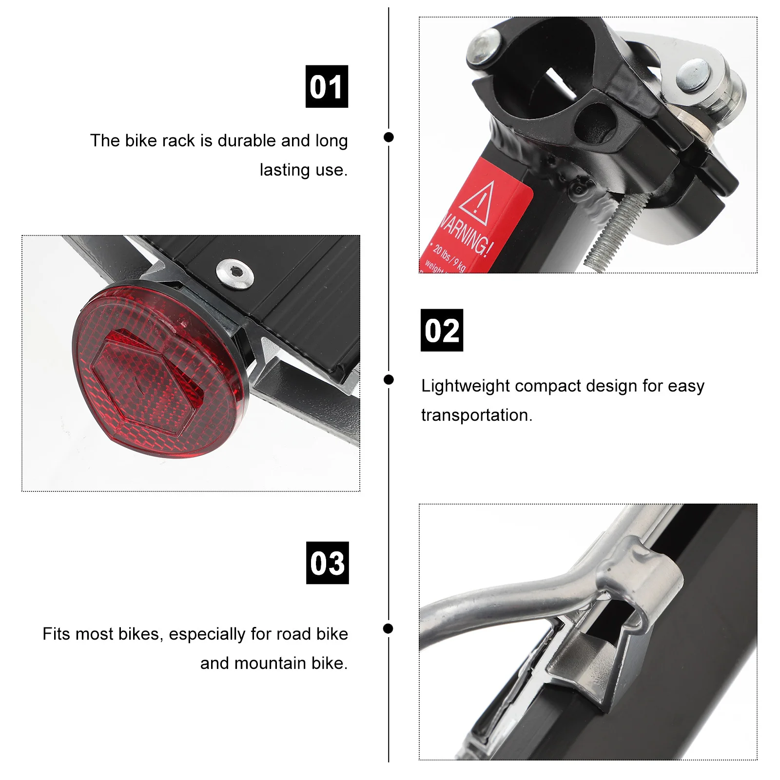 

Aluminum Alloy Bike Rear Pannier Luggage Carrier Durable Long Lasting Use for Road Mountain Bikes Movable Fixed Rack Black