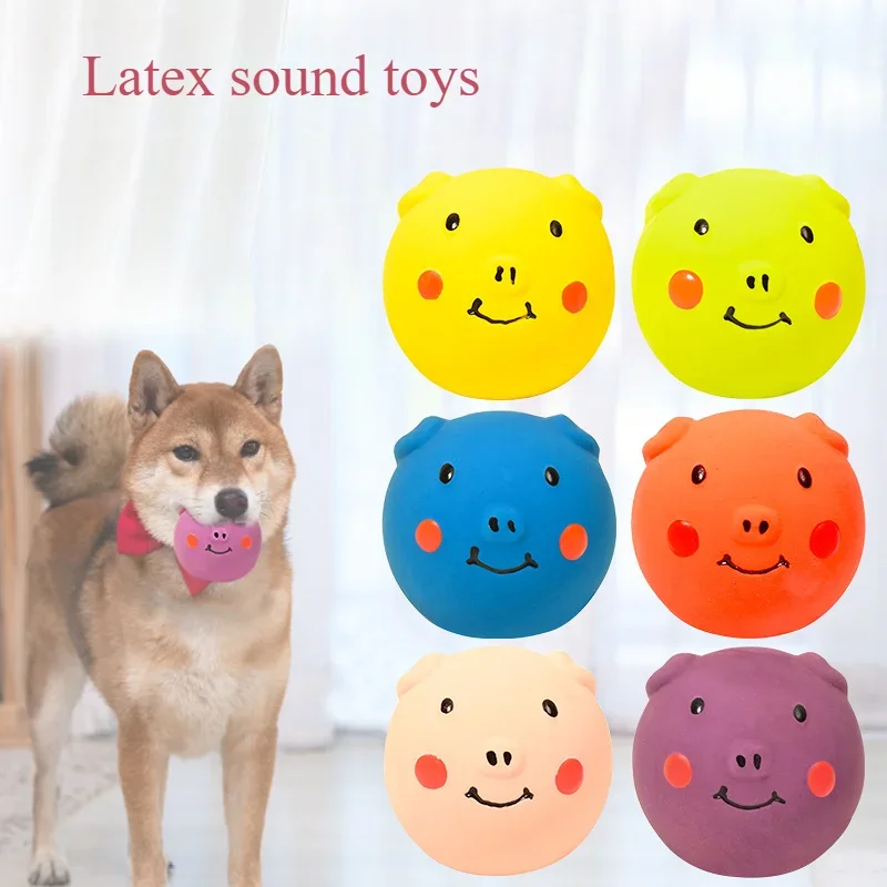 

Pet Toys Latex Ball Voice Pig Head Ball Cartoon Smile Pig Dog Teeth Grinding Cleaning Toy