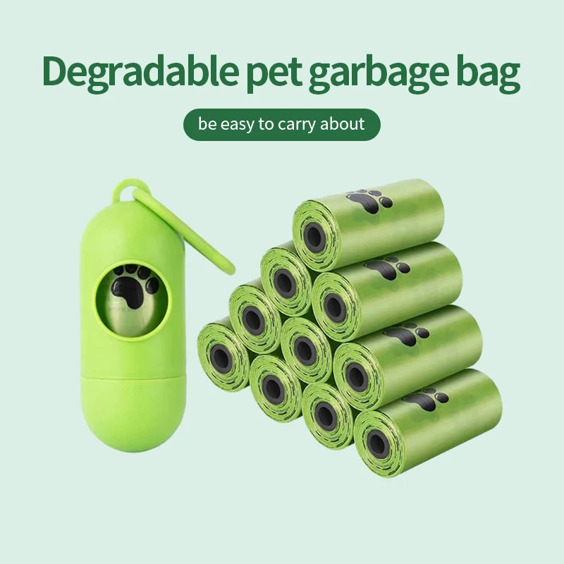 Biodegradable Pet Garbage Bag, Dog Poop Bags, Outdoor Cleaning Poop Bag, Pets Supplies with Breakpoint, Puppy, Cat, 15Bags/Roll