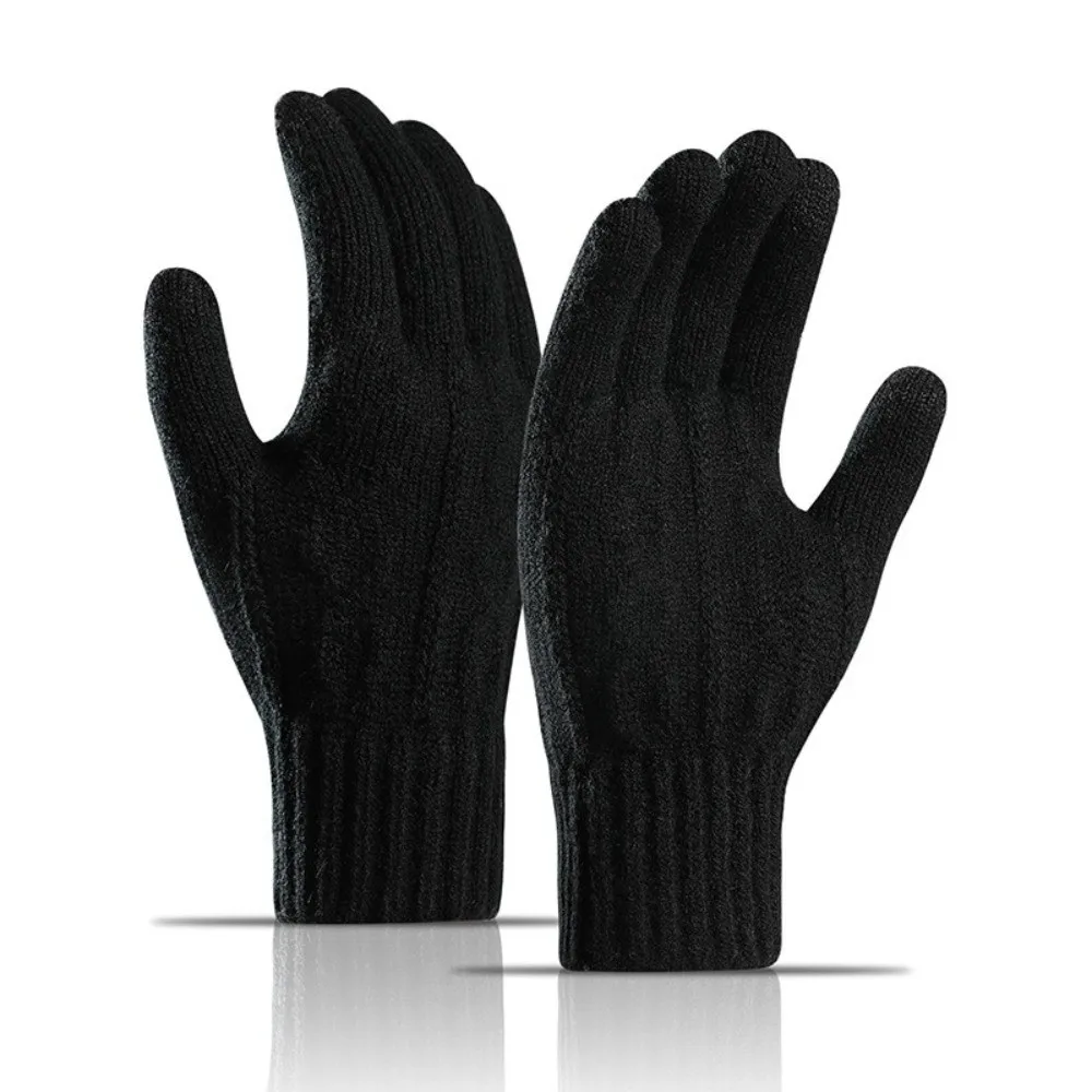 Synthetic Fabric Touchscreen Gloves Touchscreen Compatible Plus Velvet Lining Knit Gloves Cold-Proof Breathable hermal Gloves
