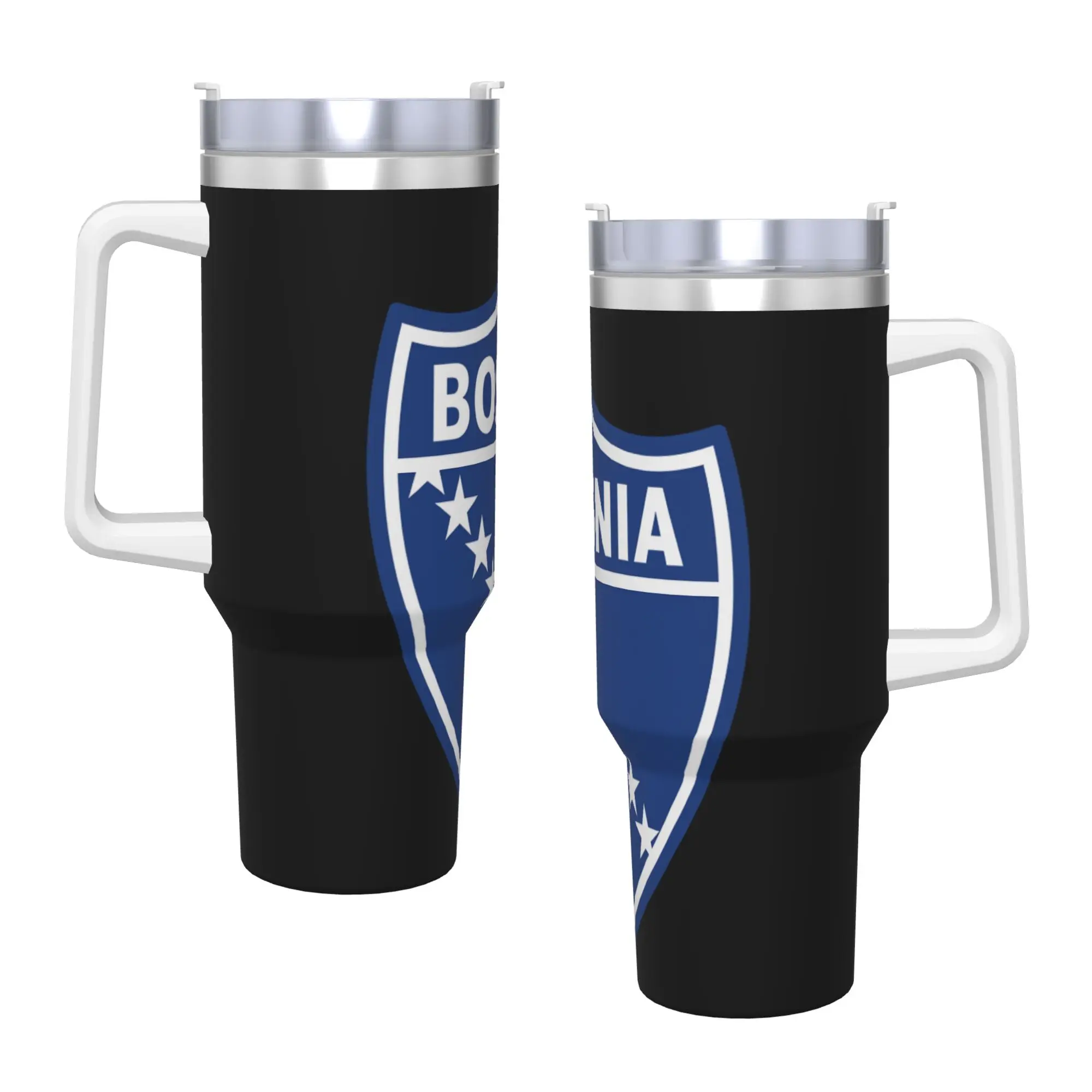 Bosnia Flag Symbol Tumbler  Hot Drinks Heat Preservation Stainless Steel Water Bottle With Handle Beach Thermal Mug