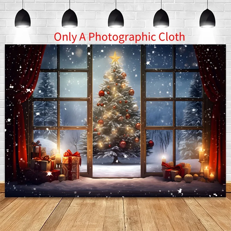 210X150cm Christmas Background Cloth Christmas Tree Snowflake Party Decoration Children Photography Background Cloth,C Durable