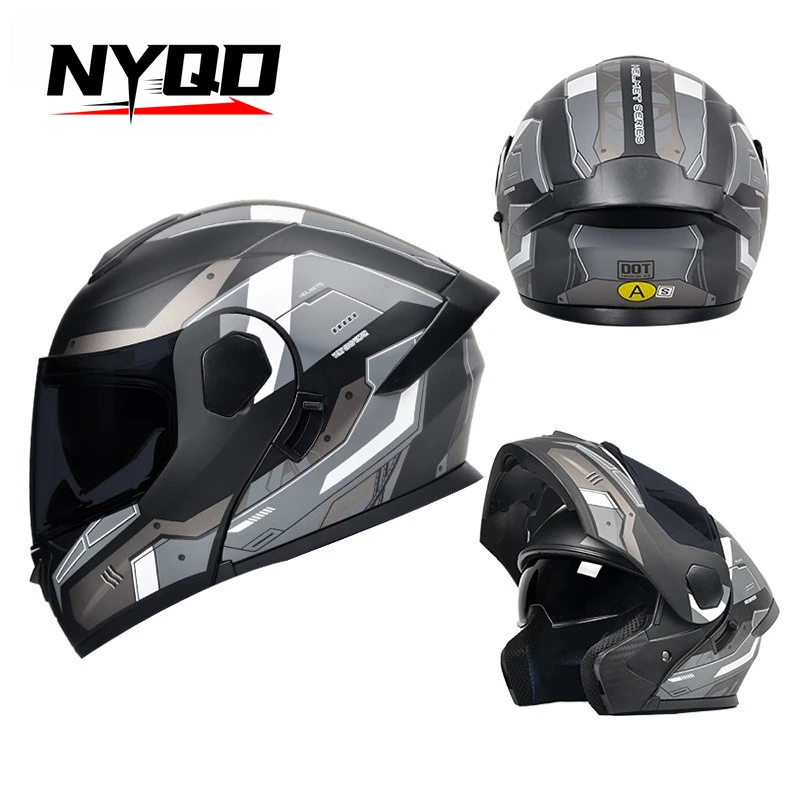 

Motorcycle Electric Vehicle Peeling Helmet Double Lens One Helmet Two Four Seasons Unisex Motorcycle Helmet Casco De Moto