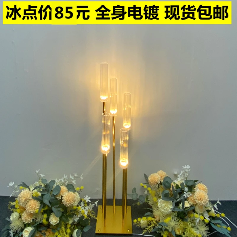 

Customized new product electroplated gold road guide wedding road guide light step by step rising candlestick road guide T catwa