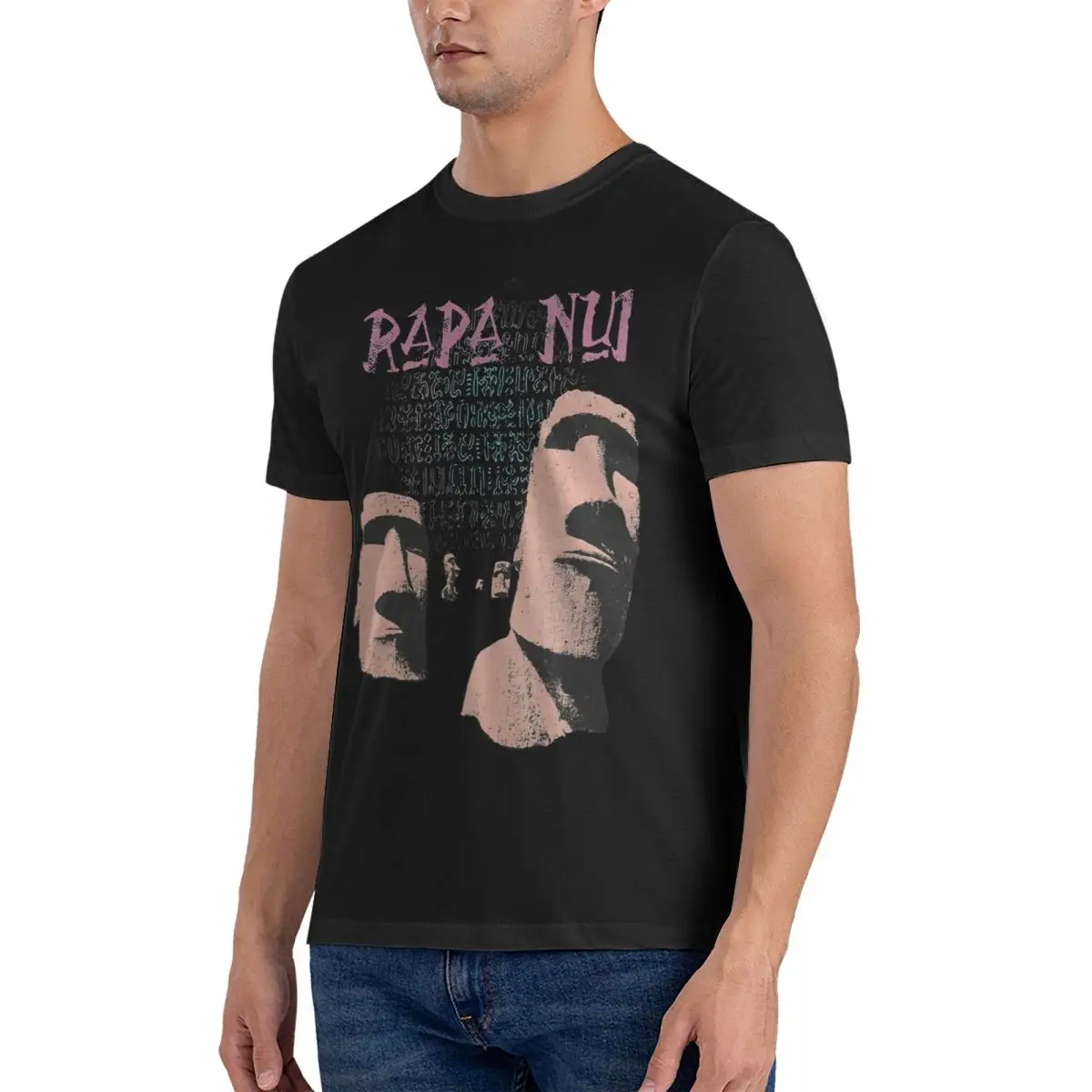 Rapa Nui Easter Island T-Shirts Men Easter Stone Statue Fashion Cotton Tee Shirt Crew Neck Short Sleeve T Shirts Summer Clothing