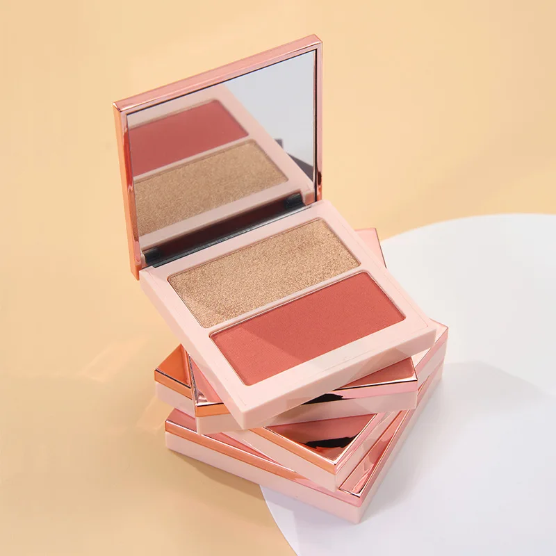 Highlighter Blush Palette Make Your Own Makeup 2In1 Blusher Highlight Powder Multi-Function Private Label Pink Rose Gold 5pcs