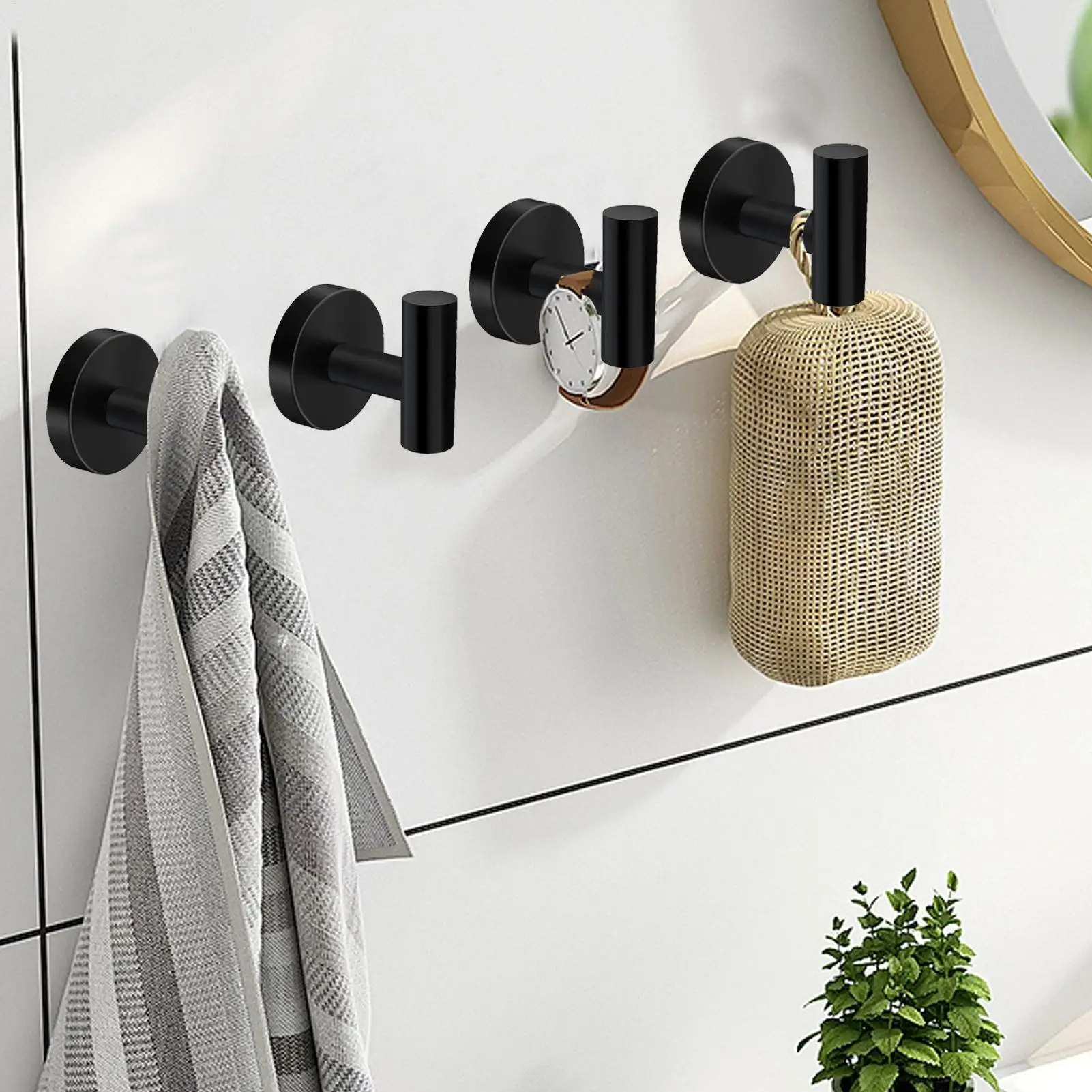 

Hooks For Towels 4 Pieces Smooth Rustproof Hanger Stainless Steel Wall Mounted Hooks For Clothes Hats Keys Kitchen Bathroom