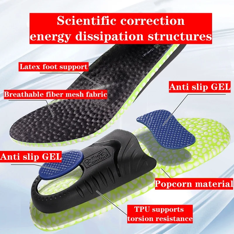 Corrective Insoles For Flat Feet Popcorn Arch Support Movement Shock Absorption Foot Eversion Leg Shape Insoles