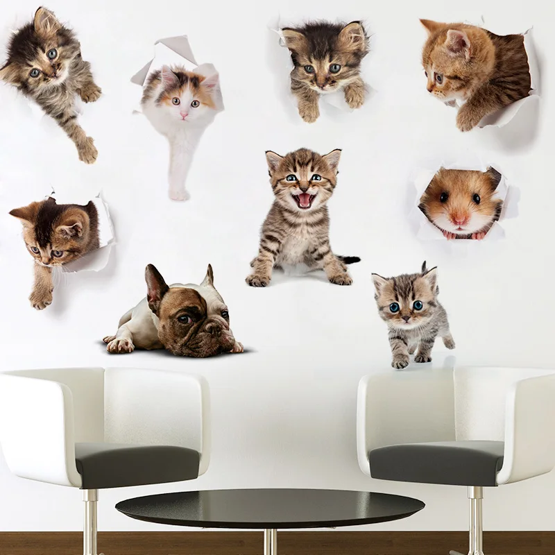 Adorable Design Toilet Stickers Dog Wall Decal Home Decoration Eye-catching Funny Safari Theme Vivid 3d Unique Home Decor Fun