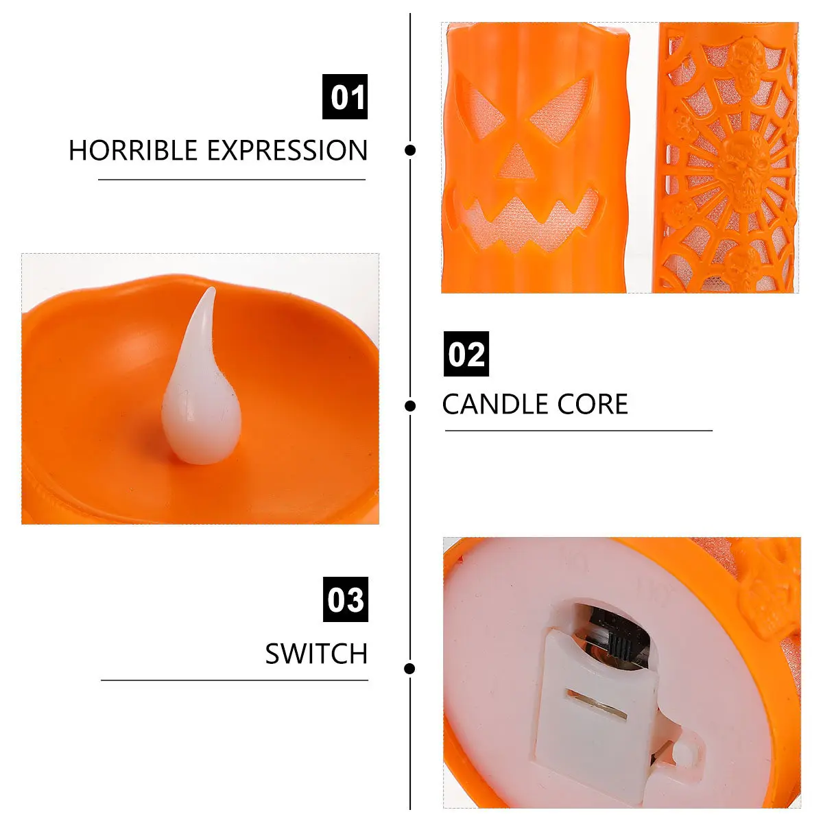 

2Pcs LED Lamp Halloween Decorative Flameless Electronic Lamp for Party Carnival Home Decor Lighting