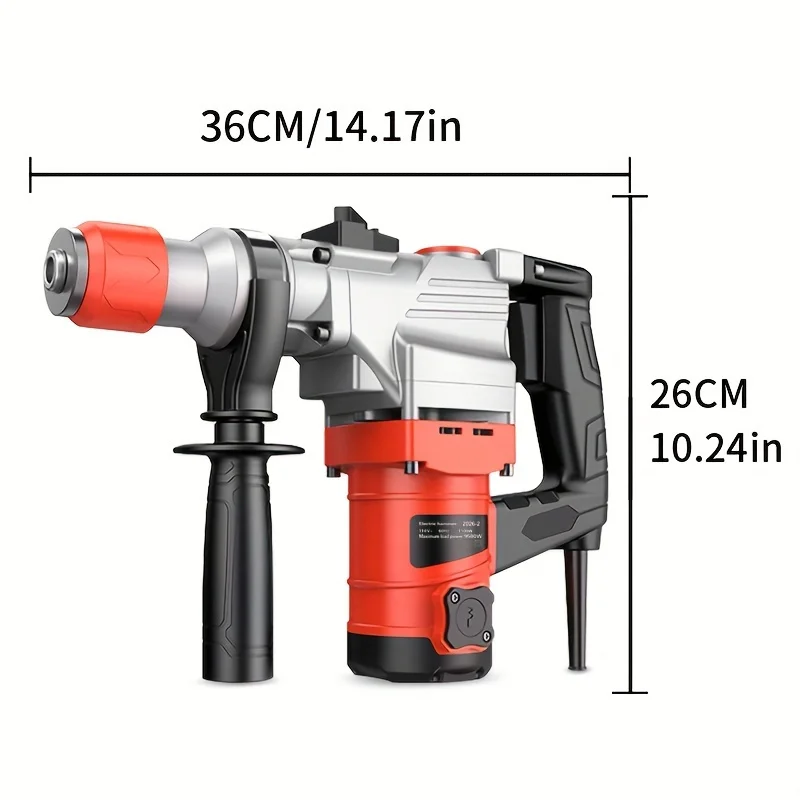 1pc Heavy-Duty Electric Hammer Drill, 110V Dual-Purpose Power Tool, Industrial Grade Wall Demolition Tool