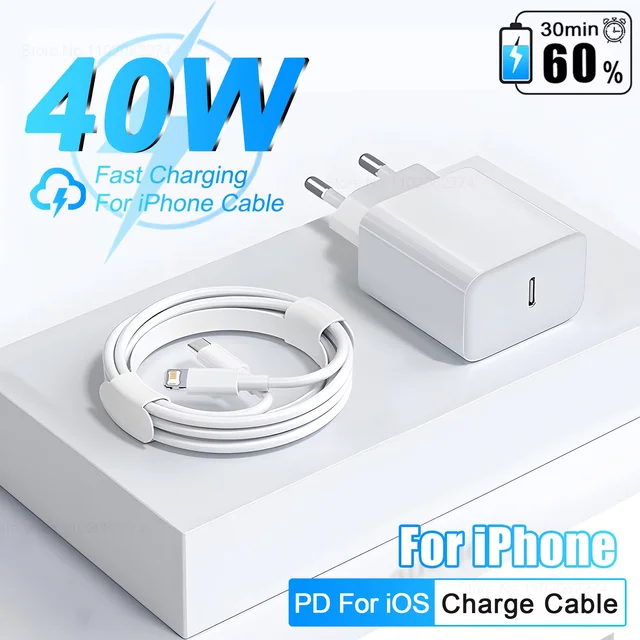 Dla Apple 40W dla iPhone ładowarka USB typu C szybka ładowarka dla iPhone 16 15 14 13 12 11 Pro Max XR XS Plus PD kabel do ładowania akcesoria