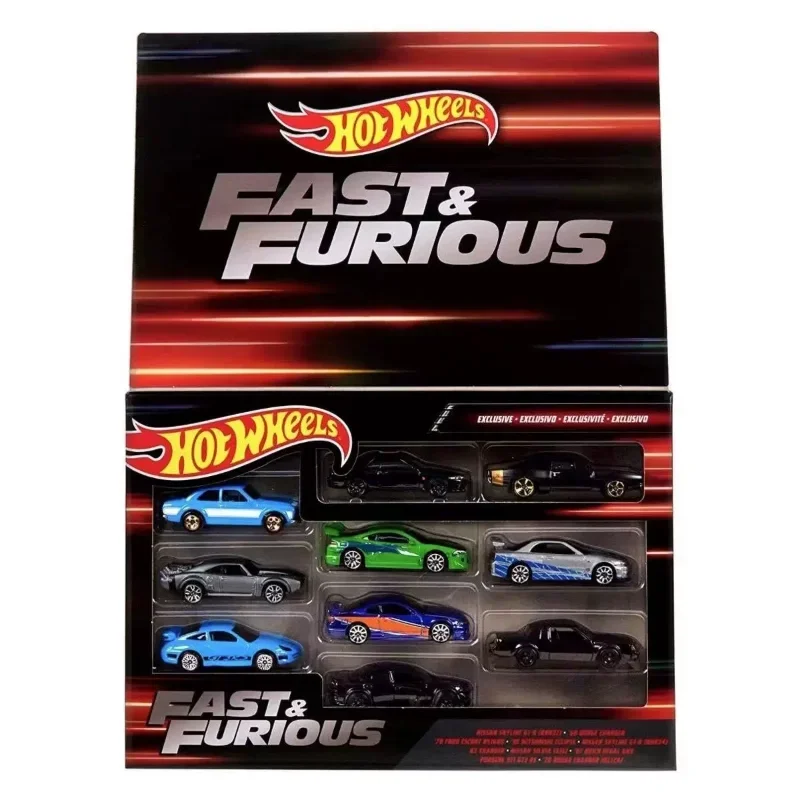 Original Hot Wheels Car Fast & Furious 10 Pack 1/64 Diecast Vehicle Ford Porsche 911 Nissan Silvia Skyline Mitsubishi Boys Toys