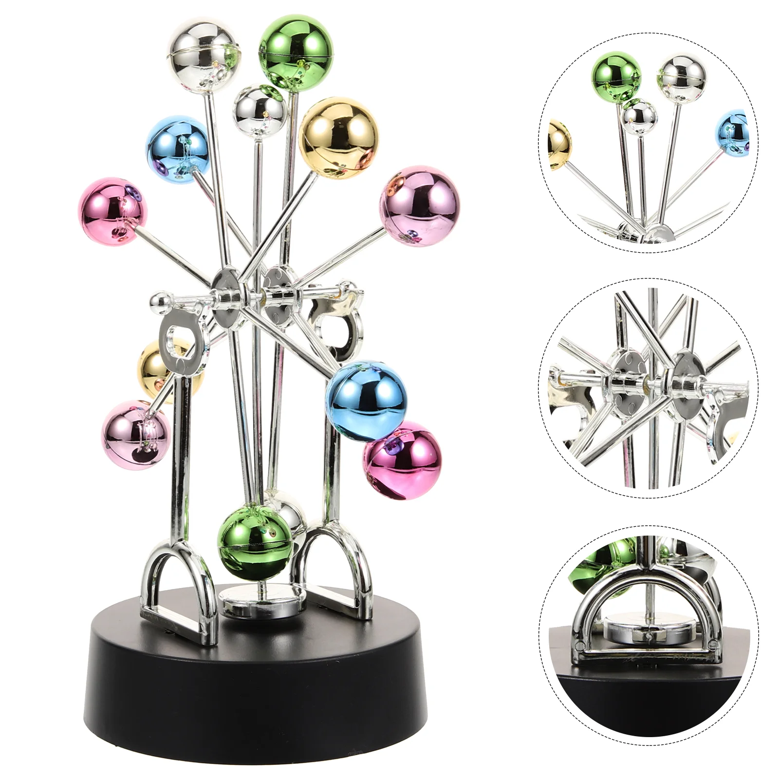 Brinquedo eletrônico de movimento perpétuo, bola colorida, instrumento perpétuo, bolas de equilíbrio giratório, brinquedo de ciências físicas (estilo aleatório, sem ba