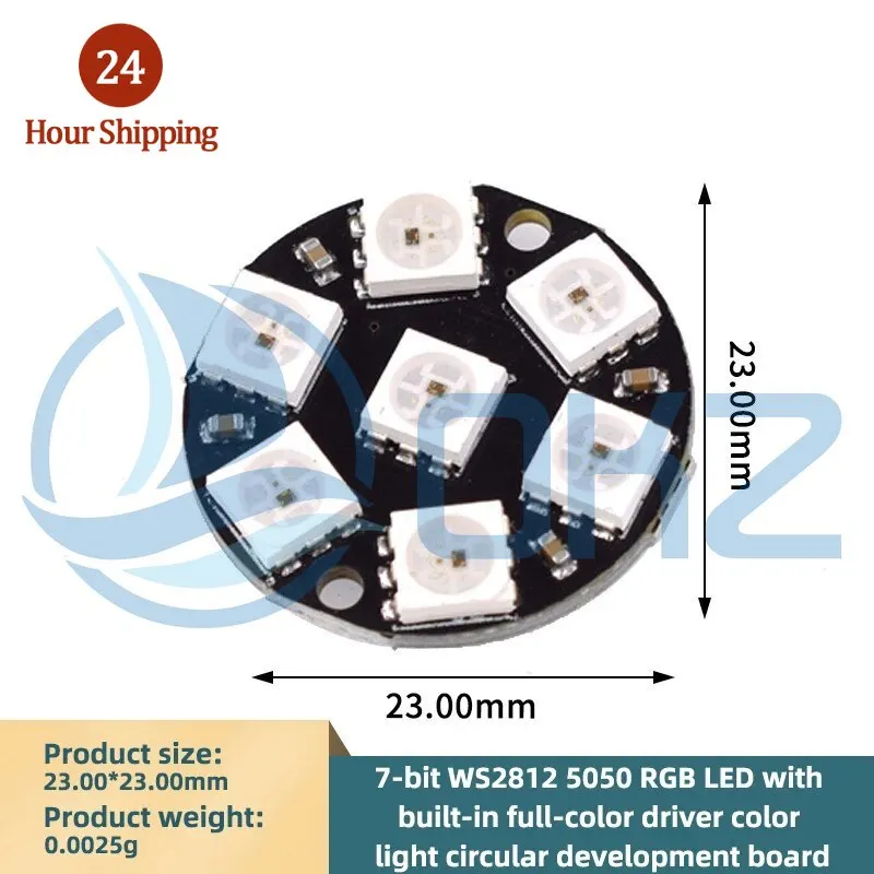 10PCS 7-bit WS2812 5050 RGB LED with Built-in Full-color Driver Color Light Circular Development Board