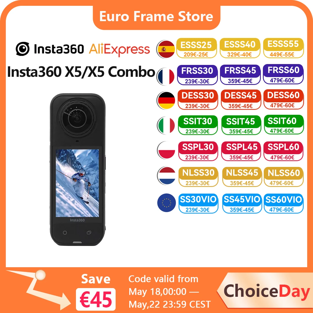 Cámara de Acción Insta360 X5 2025, Nueva, 8K 30fps, Lentes Intercambiables, Triple Chip IA, Rendimiento Superior en Condiciones de Baja Luz, 185 Minutos de Duración, Insta 360 X5
