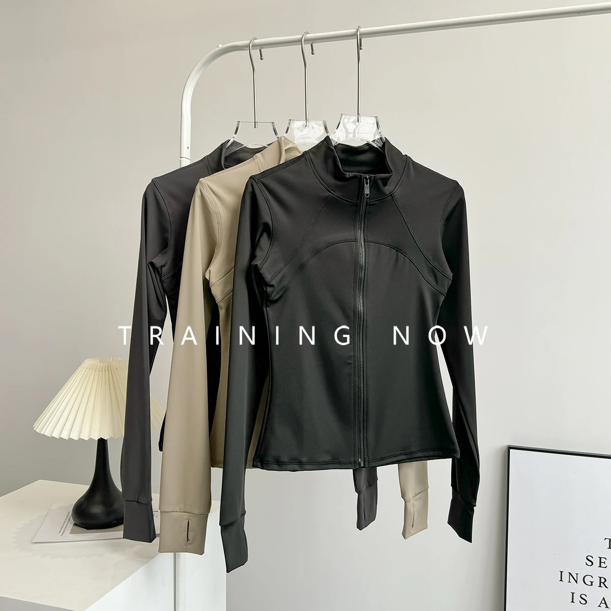 Advanced yoga suit for women in autumn stand collar slimming fast-drying running exercise top outdoor exercise fitness long