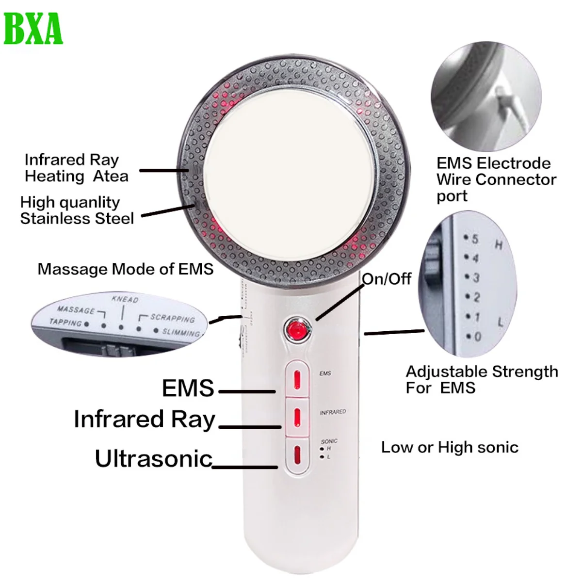 Ultrasonic Body Slimming Massager, EMS ultra-som cavitação, terapia infravermelha, ferramenta de beleza, aperto da pele, 3 em 1