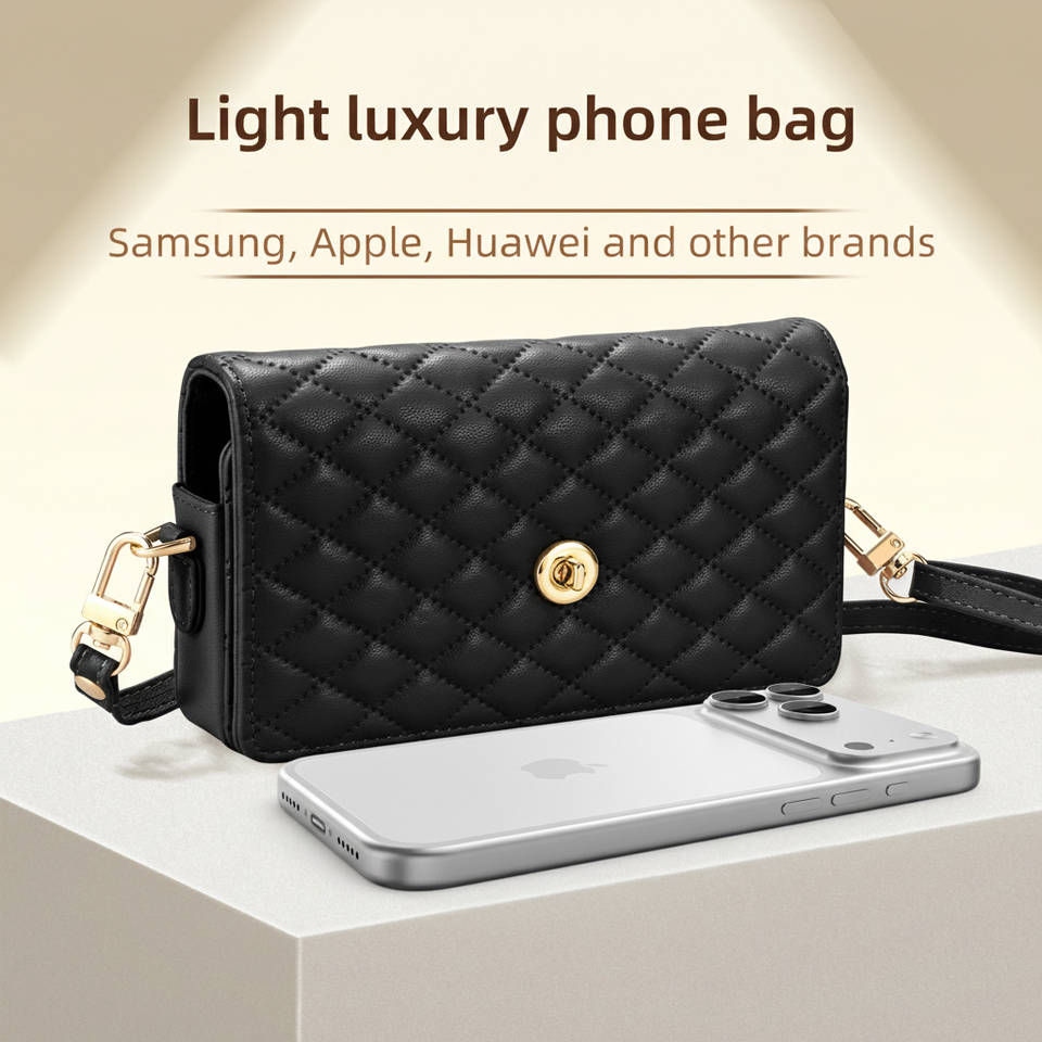 Fashion Faux Leather Crossbody Phone Bag, Secure Buckle Detachable Strap for iPhone 11-17 Pro Max Samsung Z Fold 2 3 4 5 6 7 