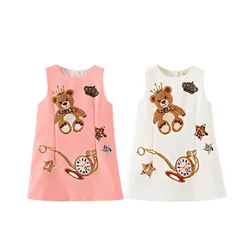 FibrGirls-Robe d'été pour jeunes enfants, robes de princesse pour filles, vêtements de mariage de style européen