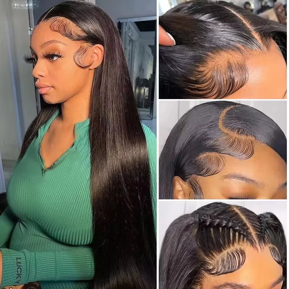 

200 Density 13x4 13x6 Transparent Bone Straight 36 42 Inches Lace Front Human Hair Wigs Brazilian Frontal Wigs For Women