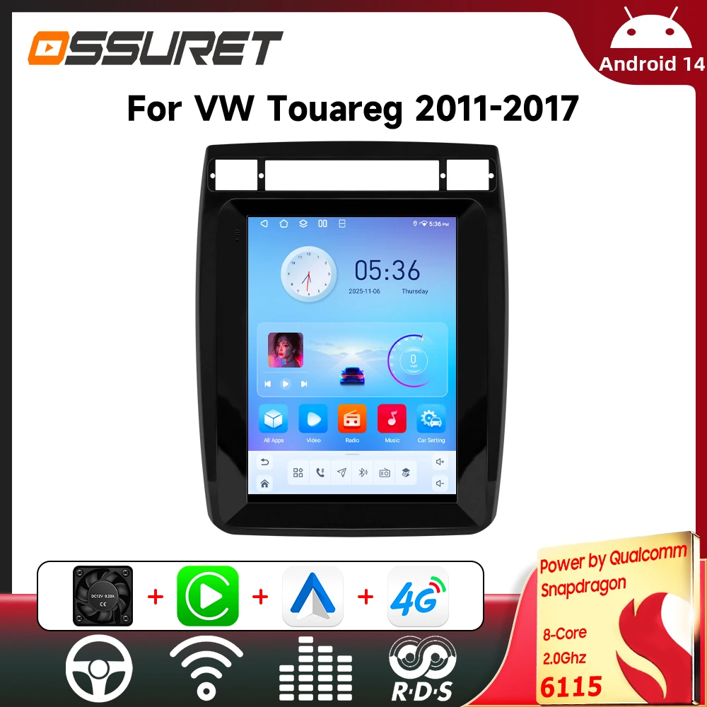 9,7-Zoll Autoradio für VW Touareg Volkswagen 2011-2017 Multimedia-Player mit Carplay Android GPS Intelligenter Bildschirm 360-Grad-Kamera