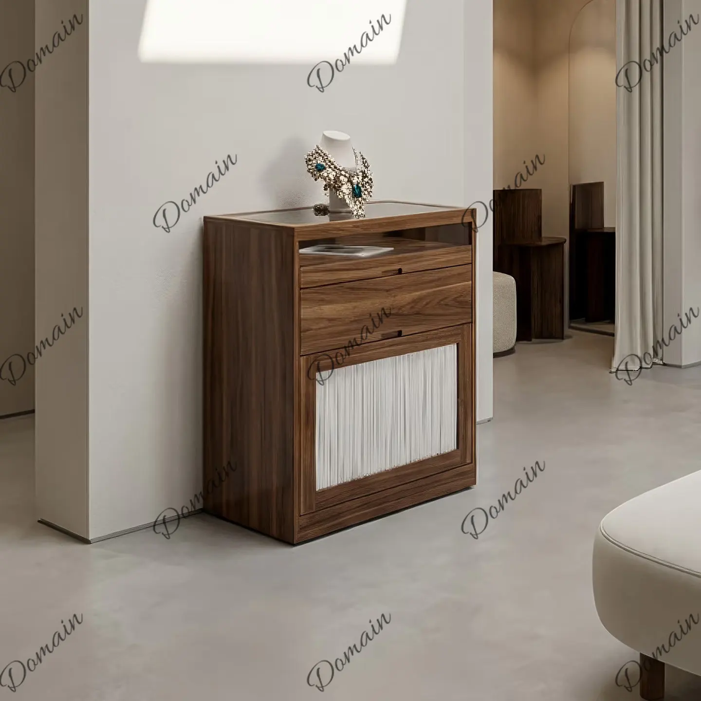 Korean clothing store display cabinet Nakajima cabinet Small bar checkout page Front desk jewelry display cabinet customization view 3
