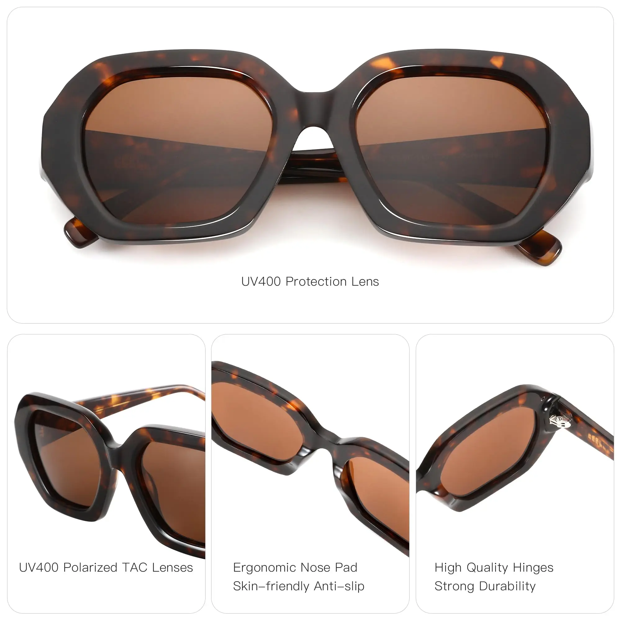 ZENOTTIC Trendy Polarized Sunglasses for Women: Designer Hexagon Sun Glasses for Ladies - Retro shades with UV400 Protection