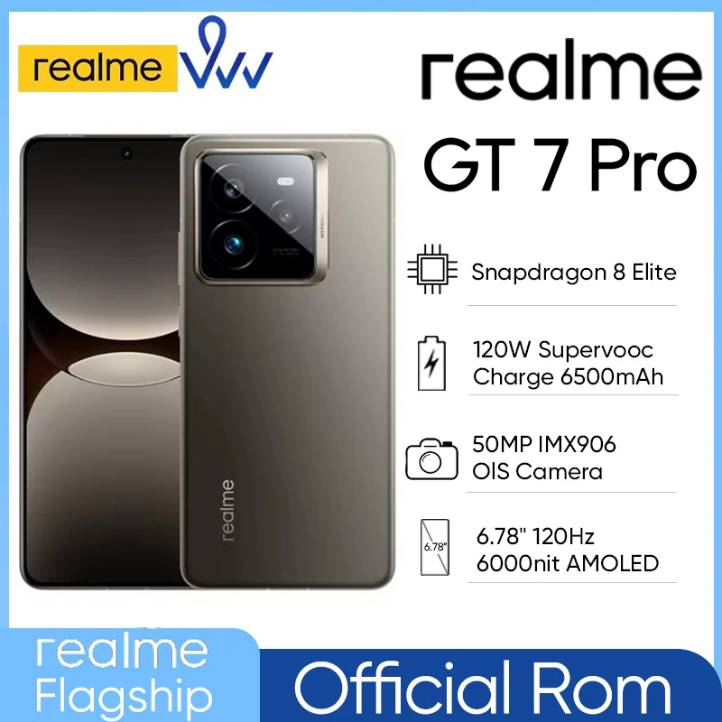 Official ROM Unlocked Realme GT7 Pro 6500mAh 120W Supervooc Snapdragon 8 Elite 6.78 Inch AMOLED 50MP Sony IMX906 GT 7 Pro