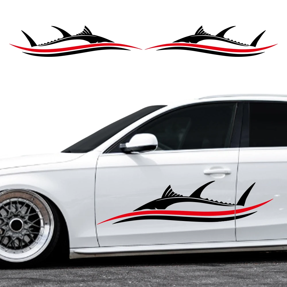 2pcs/set Fish Stripes Style Car Decals for Vehicle Car Boat RV Campervan Caravan Motorhome Window Decorate Waterproof Vinyl