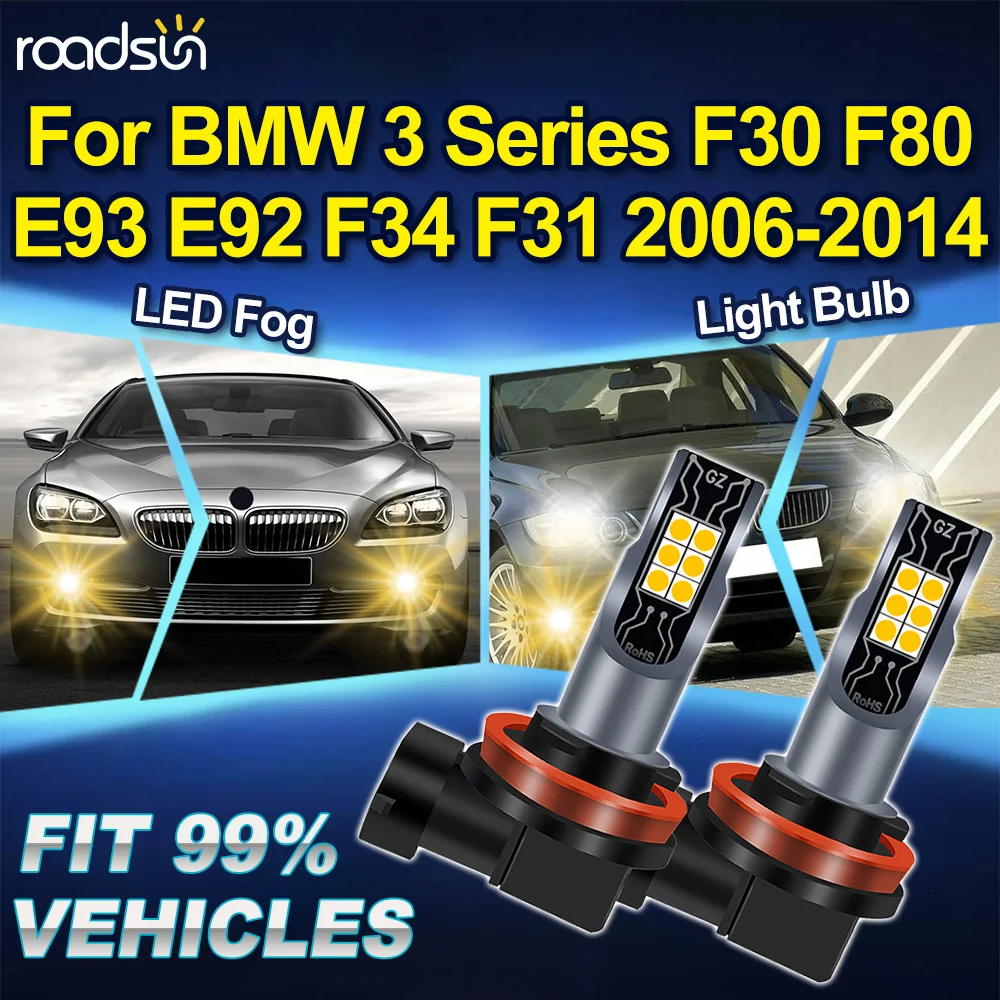 

Светодиодные противотуманные фары ROADSTUN H8 H9 H11 для BMW 3 серии F30 F80 E93 E92 F34 F31 2006-2014, 2 шт., 3000K, Canbus