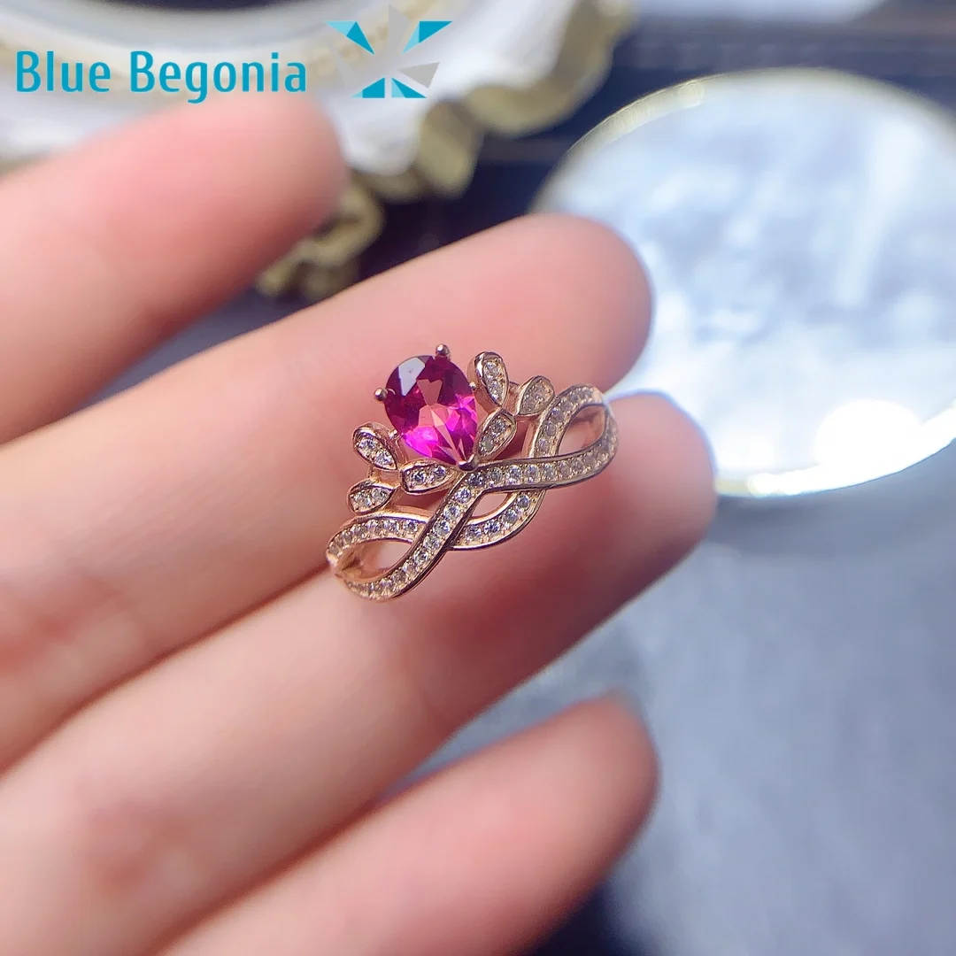 

Natural Pink Topaz Ring 925 Sterling Silver for Women Fine Jewelry Anniversary Romantic Gift for Girl Friend 5*7 MM Gemstone