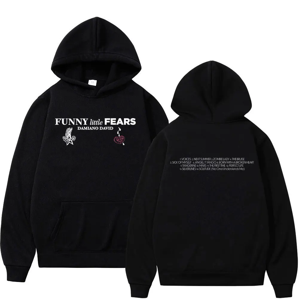 Divertido álbum de pechos pequeños Damiano David World Tour 2025 Harajuku Sudadera con capucha Unisex Hip-hop Pullove invierno Casual sudaderas con capucha