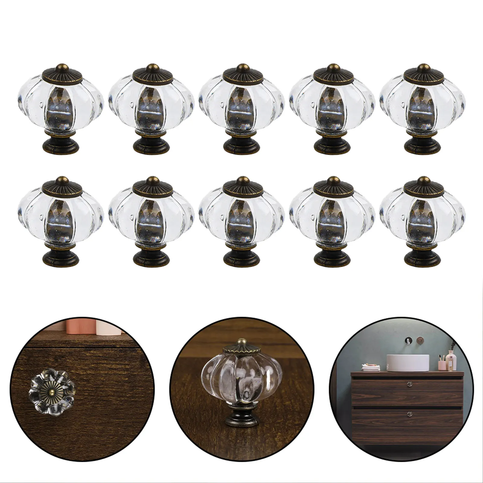 Artistic Acrylic Pumpkin Pulls Dresser Drawer Knobs Polished Finish Shiny Appearance Unique Design Easy Installation