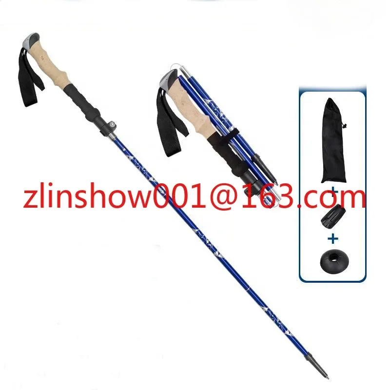 Collapsible Trekking Poles 7075 Aluminium alloy cane  Adjustable walking stick  with Cork Grip