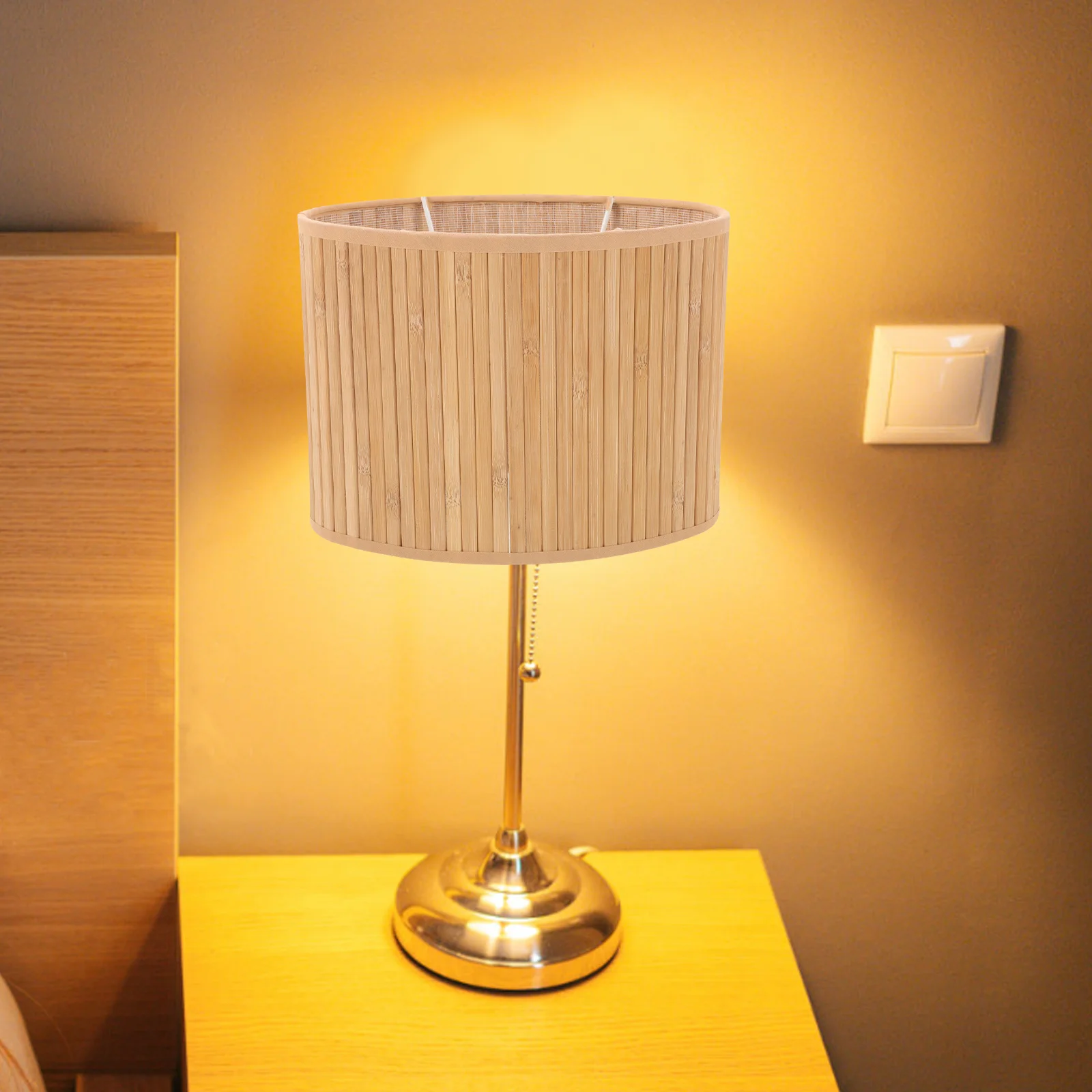 

Bamboo Woven Lamp Shade Oval Small Drum Table Lamp Cover For Tea Room Bar E27 E14 Sockets Lighting Accessory Decor